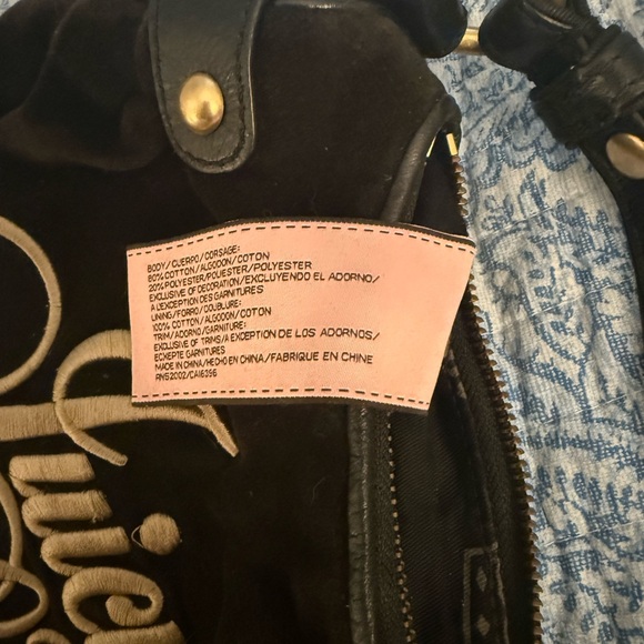 Y2K Juicy Couture Black Hobo Bag with Gold Embroidery - Picture 9 of 9